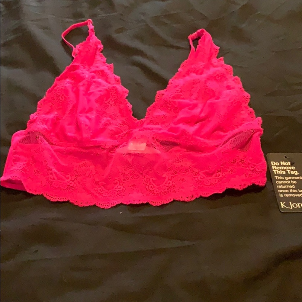 Hot pink lace bralette